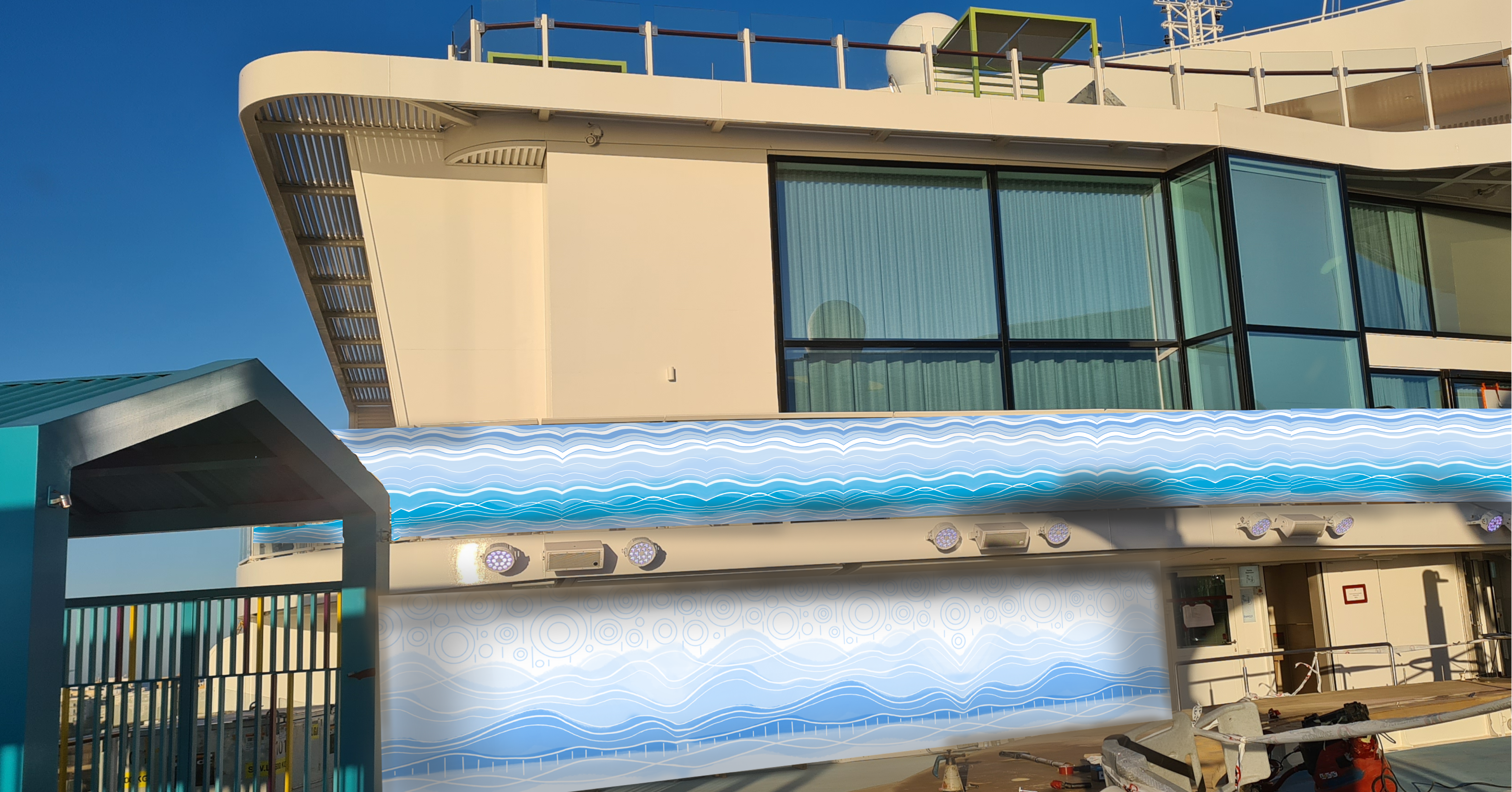 Mural and balcony vinyl design rendering on Royal Caribbean's Icon of the Seas