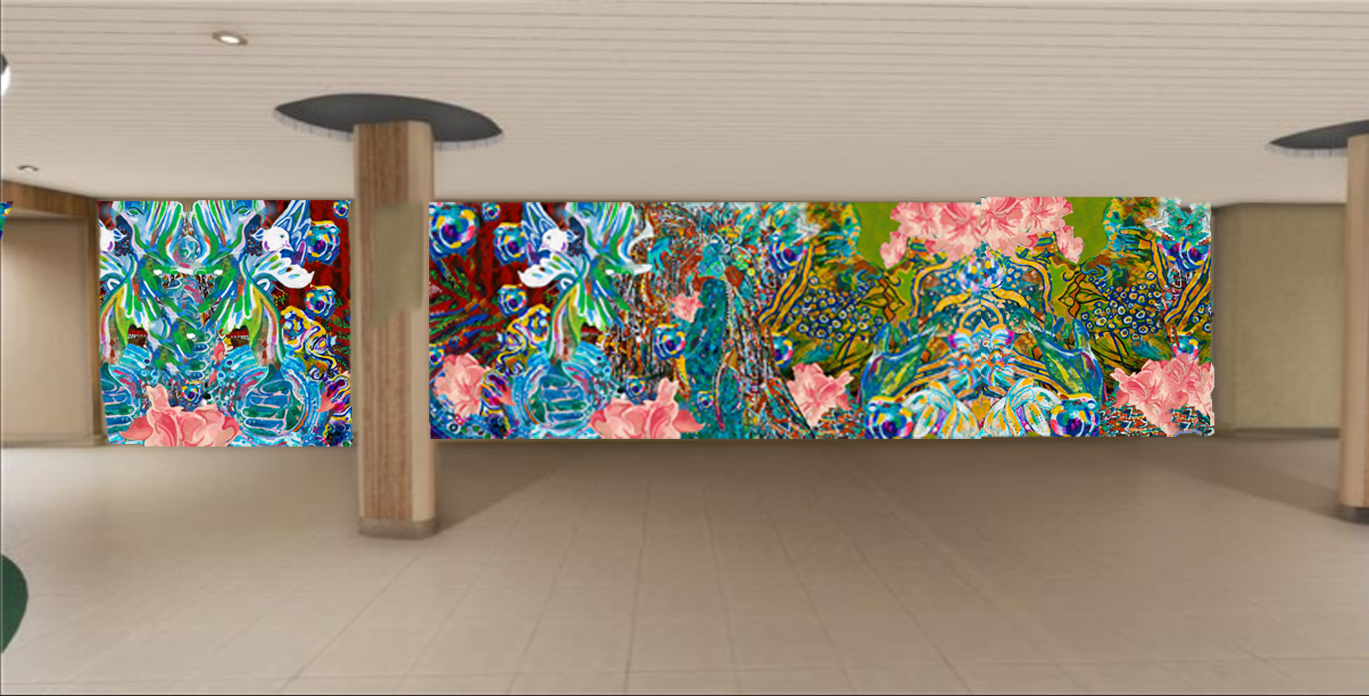 Mural design concept rendering for the VIP Suite Sun Deck on the Icon of the Seas