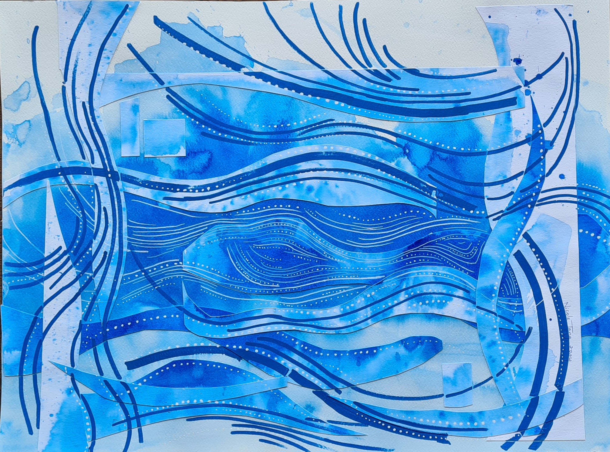 An abstract collage ink painting from Nicole Tang's Metamorphosis 2024 art collection